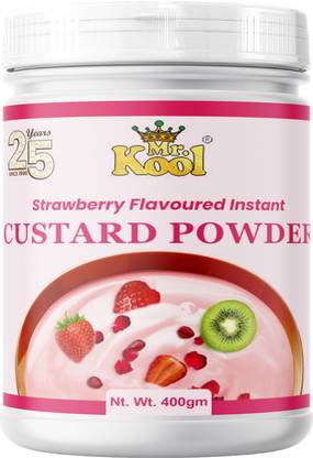 Mr.Kool Custard Powder Strawberry Flavor 400 Gm Jar for making Fruit Custard, Puddings. Custard Powder