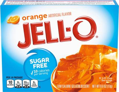 jell-o Gelatin Dessert Sugar Free Orange Flavour Gelatin Powder