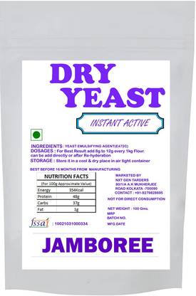 JAMBOREE Instant Active Dry Yeast Powder for Baking, Bread, Pizza Base, Cake (100g) Yeast Powder