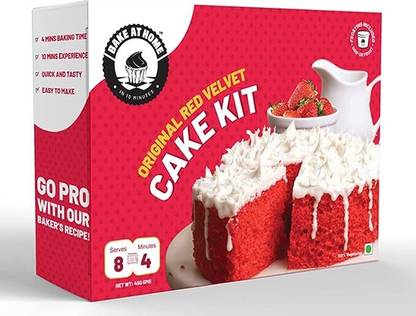 BAKE AT HOME Cake Mix DIY Kit Ready To Use Premix Powder 4 Steps Serves 8 450gms Red Velvet Baking Powder