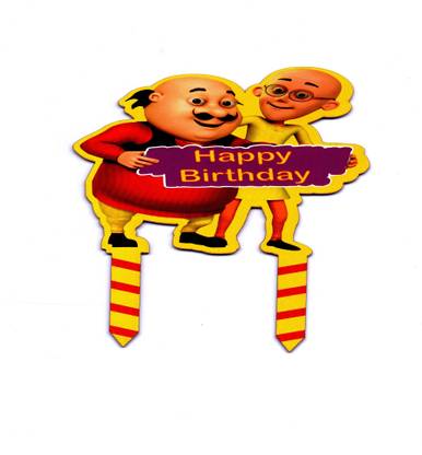 viaancollection Kids Cartoon Character Motu Patlu Happy Birthday Cake Topper Cake Topper