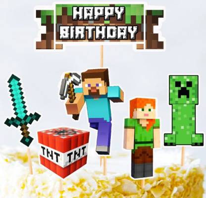 chefmarche Minecraft cartoon Cake Topper