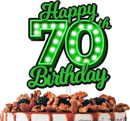 Festiko Green Happy 70th Birthday Cake Topper, 70th Birthday Cake Topper Cake Topper