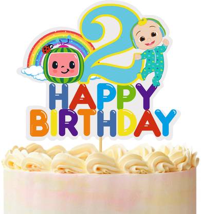 Party Propz 2nd Birthday Cake Topper - Cocomelon Cake Topper, Happy Birthday Cake Topper