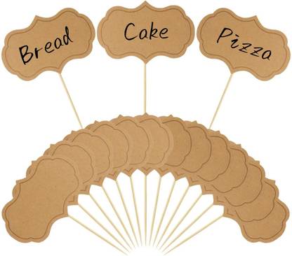 Festiko Blank Food Toppers (Shape1), Food Labels for Party Buffet Cupcake Topper
