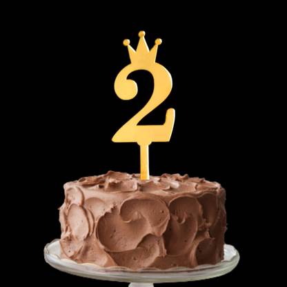 Party Decorz Number 2 Cake Topper | 4 Inch Two Number Golden Acrylic Cake Topper