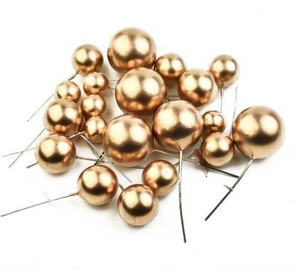 noble foods Golden Faux Balls Topper For Cake Decoration Pack Of 20pcs Cake Topper