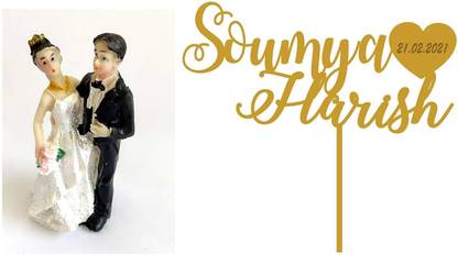 Wedlock Customized Cake Topper | Personalized Names Cake Topper (Couple with Name) Cake Topper