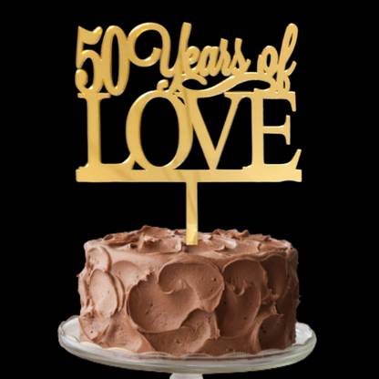 Party Decorz 50 Years Of Love Cake Topper | 5 Inch 50th Anniversary Cake Topper