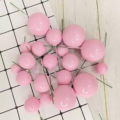 shizal 20 pcs Pink faux balls topper Cake Topper