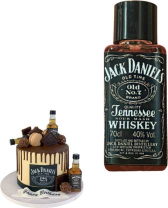 The Baking Therapy Jack Daniels Whiskey Liquor Miniature Bottle Non Alcoholic Dummy Cake Toppers Cake Topper
