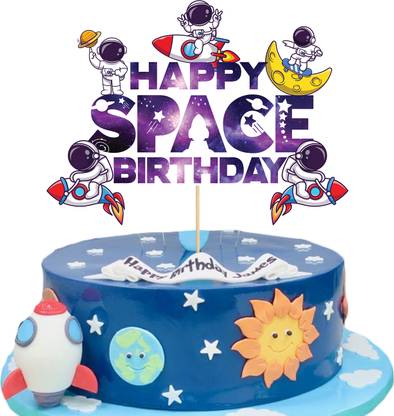 ZYOZI Space Birthday Cake Topper Space Birthday Cake Decoration Space Cupcake Decoration Rocket Cake Decoration Astronaut Cake Decoration Cake Topper