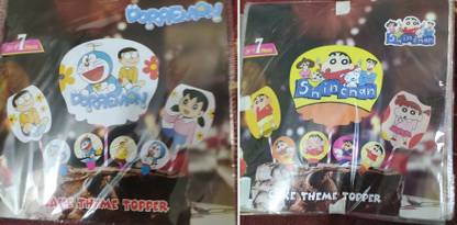 giftsrus Doraemon Cake Toppers-Shinchan Cartoon Birthday Cake Topper-Pack of 2 Set Cake Topper