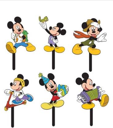CAKE DECOR CAKE DECOR™ 4 Inches Digital Printed Cake Toppers – 6 Pc Only Mickey Mouse Theme Cake Topper