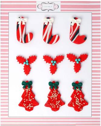 Confect Edible Christmas Tree & Stockings Cake Topper For Cupcakes & Cookies Decoration Edible Cake Topper