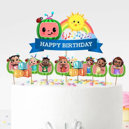Suruchi Strokes cocomelon Theme Birthday Decorations party items Cake Topper