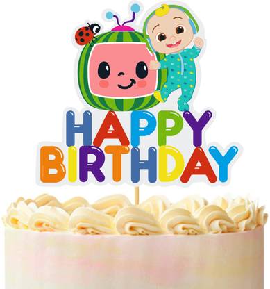 Party Propz Cocomelon Cake Topper - Happy Birthday Cake Topper, Cocomelon Theme Cake Topper