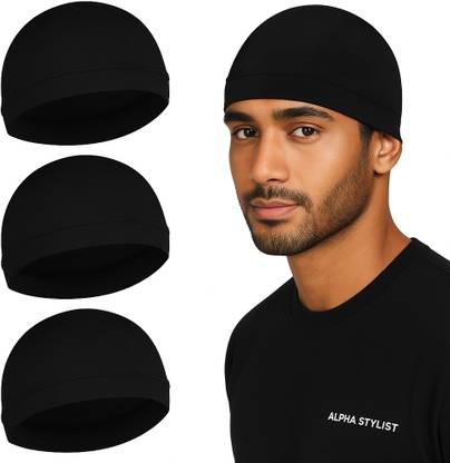 ALPHA STYLIST Black Helmet Skull Cap for Men & Women