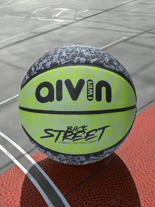 AIVIN Back Street Basketball, Rubber Mould, All Surface, 8 Panel, (Green/Black) Size7 Basketball - Size: 7