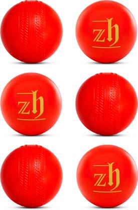 ZH Red Plastic Ball Non Toxic Pack of 6 (60 Gm Per Ball) Cricket Training Ball