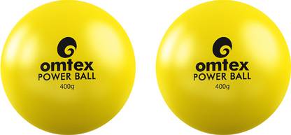 omtex Weighted Powered Balls 400 g for Hitting, Batting and Pitching Training - Yellow Cricket Rubber Ball