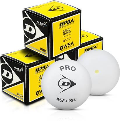 DUNLOP D1SB700118 White Yellow Single Dot Squash Ball