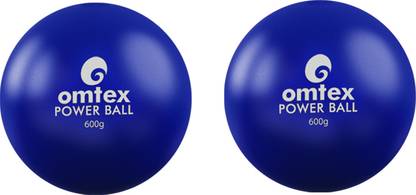 omtex Weighted Powered Balls 600 g for Hitting, Batting and Pitching Training - Blue Cricket Rubber Ball