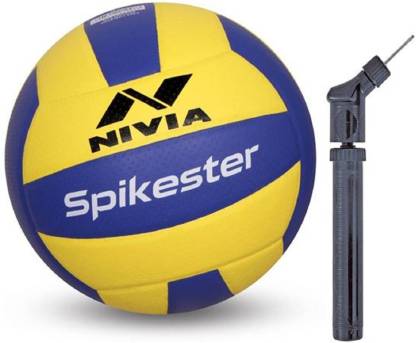 NIVIA Spikester Volleyball + Double Action Air Pump Volleyball - Size: 4