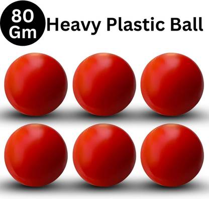 Nongi Heavy Plastic Ball Red Non Toxic (Pack of 6 | 80gm Per Ball) Cricket Training Ball