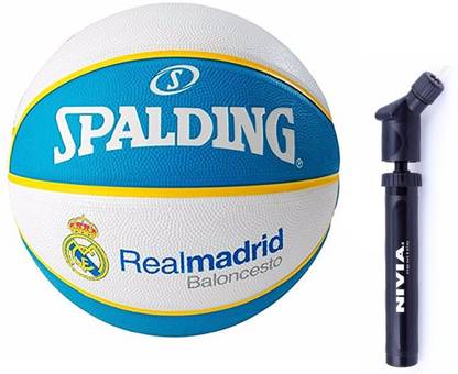 SPALDING Euro Real Madrid Basketball With Double Action Ball Pump Basketball - Size: 7