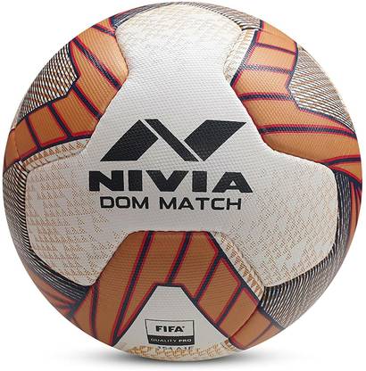 NIVIA Dom Match PU Rubber Moulded / Soccer Ball- Size-5 (DOM01), Golden Football - Size: 5