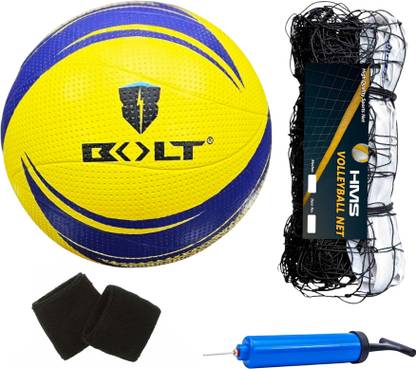 BOLT Combo Volleyball Twister with Net 360N, Pump&Wrist Band(Ball+Net+Pump+WristBand) Volleyball - Size: 4