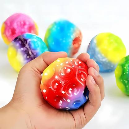 DCB Rainbow Moon Ball - (1 pc) Random Colour Bouncy, Colorful Ball Throw Ball - Size: 4