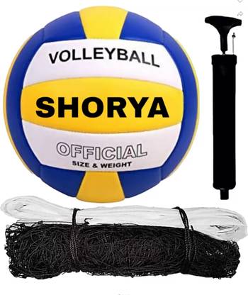 Sumangalam SHORYA VOLLEYBALL WITH AIR PUMP AND NYLON NET Volleyball - Size: 4