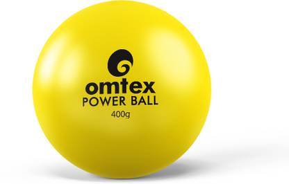 omtex Weighted Powered Balls 400 g for Hitting, Batting and Pitching Training - Yellow Cricket Rubber Ball