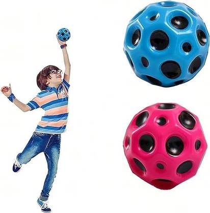 avish creations Multi Colour Jump Ball, Moon Ball, Space Ball, High Jumps Rubber Ball (Set of 2) Jumping Ball