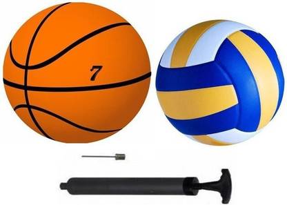 gamers hub COMBO of Basketball SIZE-7 and Volleyball+ Air Pump, Volleyball - Size: 5