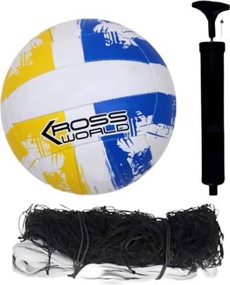 SHORYA Premium Quality Soft PVC krossworld Volleyball With Pump and Nylon Net(Size: 4) Volleyball - Size: 4