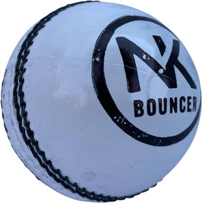 NK WORLD Bouncer Cricket Leather Ball / White Cricket Ball With Black Logo Cricket Leather Ball