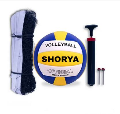 SUMANGALAM ENTERPRISES 18 PANNEL SOFT SYNTHETIC HAND STICHED VOLLEYBALL WITH PUMP AND NET (SIZE-4) Volleyball - Size: 4