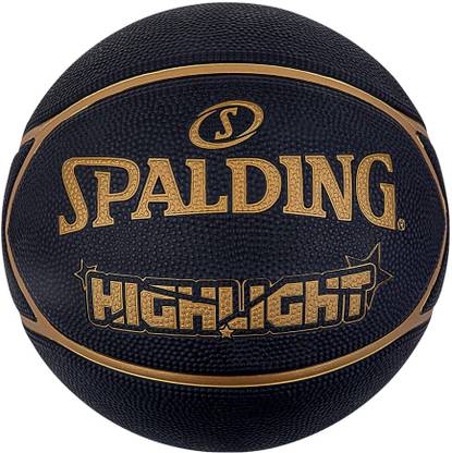 SPALDING Highlight Rubber Basketball (Black/Gold) Basketball - Size: 7