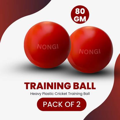 Nongi Heavy Plastic Ball Red Non Toxic (Pack of 2 | 80gm Per Ball) Cricket Training Ball