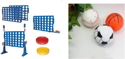 MOREL BOAT BALLON AND CONNECT 4GAME COMBO RANDOM COLOUR Baseball
