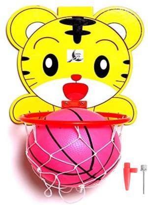 Koel Tiger Shaped Kids Hangable Indoor Outdoor Basket Board Kit Basket Ball Set Net Basketball Ring