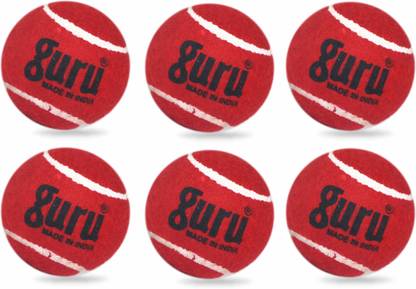 Guru Red Cricket Tennis Ball Cricket Rubber Ball (Pack of 6, Red). Cricket Tennis Ball