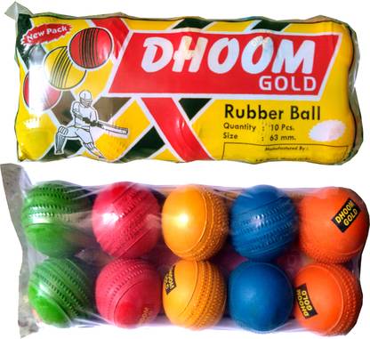 Fit City Jumper Rubber Ball Cricket (Multicolor) - Pack of 10 Cricket Rubber Ball
