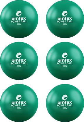 omtex Weighted Powered Balls 800g for Hitting, Batting and Pitching Training - Green Cricket Rubber Ball