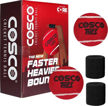 COSCO Cricket Tennis Balls (Pack of 6), Wrist Band Cricket Synthetic Ball