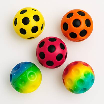 THE NATURAL ANGLE "Colorful Soft Bouncy Balls for Kids – Set of 5 | Lightweight, Safe & Fun Balls Throw Ball - Size: 1