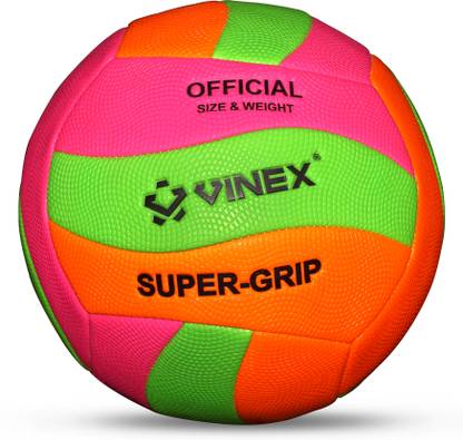 VINEX Super Grip Volleyball– Durable Machine-Stitched Ball with Neon Grain Texture Volleyball - Size: 5
